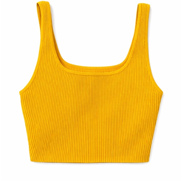 Babaton Tops - Babaton | M | Yellow Mustard Ribbed Tank Crop Top